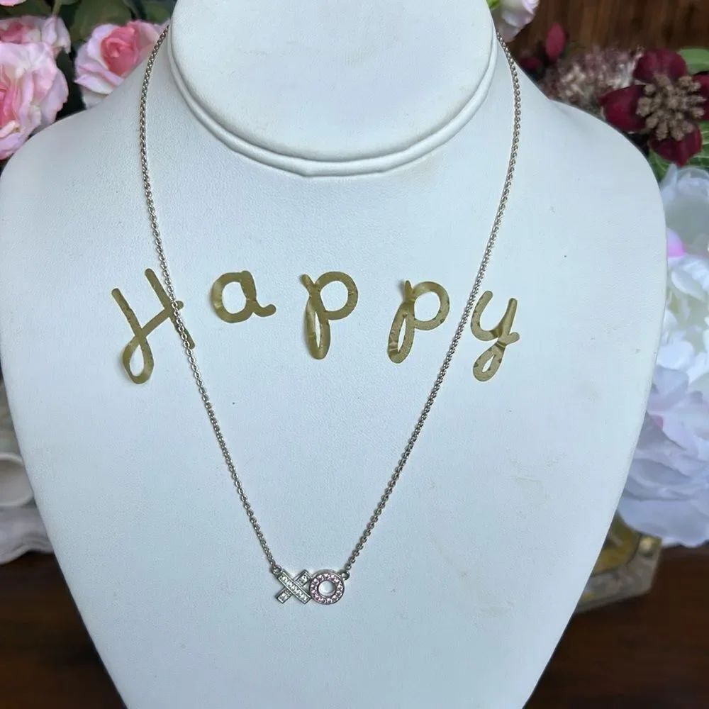 Necklace XO crystals 925 Silver NWOT with dust bag